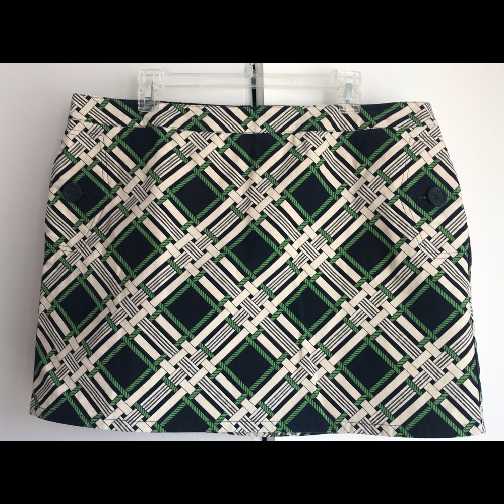 Vineyard Vines Navy, Green & Cream Geometric Mini Skirt
